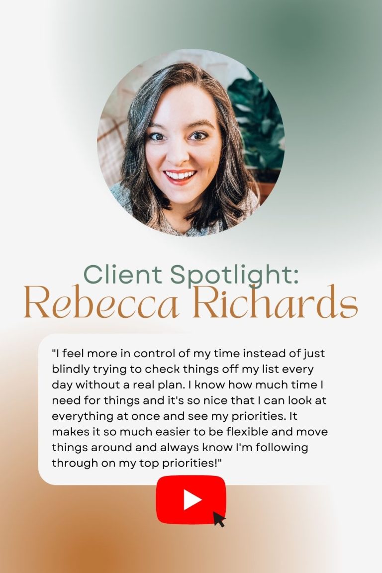 Client case study - Rebecca Richards. Productivity and Time management Coaching for child-free business owners. https://simplifiedsolobusiness.com
